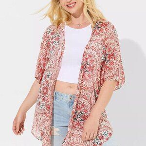 Torrid Floral Medallion Open Shirttail Kimono Duster Plus Size 2X